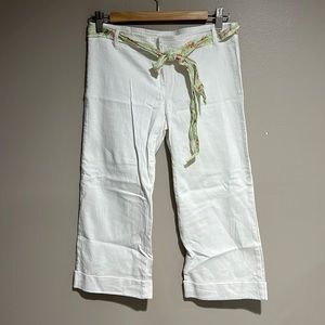 Charlotte Russe Belted White Cropped Pant